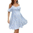 thumbnail image 1 of Maternity Nursing Dress Womens Spaghetti Strap Ruffle Sleeve Daisy Printed Tiered Flowy Swing, 1 of 5