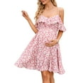 thumbnail image 1 of Maternity Nursing Dress Womens Spaghetti Strap Ruffle Sleeve Daisy Printed Tiered Flowy Swing, 1 of 5