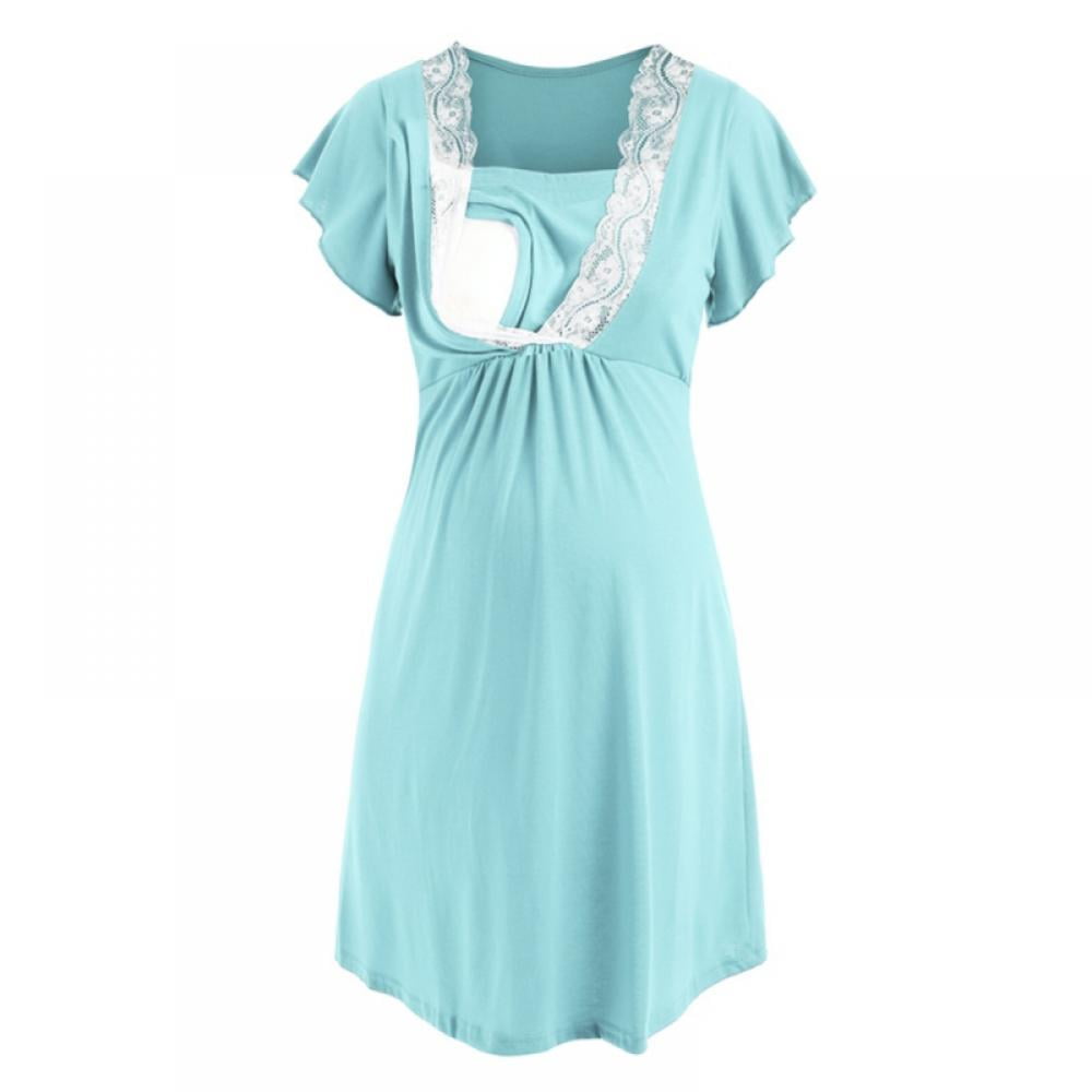 Maternity Nursing Nightgown 3 in 1 Labor/Delivery/Hospital Gown Ruffle