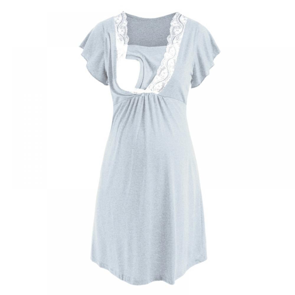 Maternity Nursing Nightgown 3 in 1 Labor/Delivery/Hospital Gown Ruffle