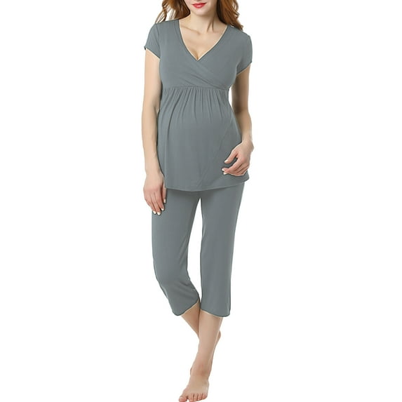 Maternity & Nursing Pajamas Top and Pants Sleep Set