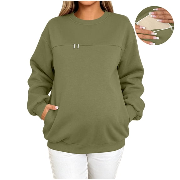 Women's Sweatshirt, Crew Neck Long Sleeve Fleece Soft Casual