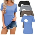thumbnail image 1 of Maternity Nursing Tops Clothes for Women Ribbed Breastfeeding Shirts Clothes 4-Pack, 1 of 6