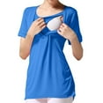 thumbnail image 1 of Maternity Nursing Tops for Women Short Sleeve Breastfeeding Shirts Casual Round Neck Side Ruched Blouses Tee Pregnancy Clothes Light Blue XL, 1 of 4