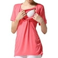 thumbnail image 1 of Maternity Nursing Tops for Women Short Sleeve Breastfeeding Shirts Casual Round Neck Side Ruched Blouses Tee Pregnancy Clothes Red XL, 1 of 4