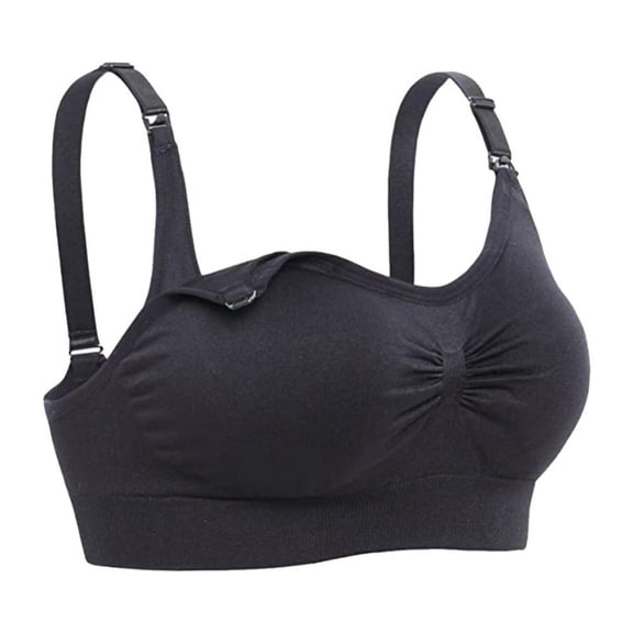Maternity Nursing Wirefree Bra Breastfeeding Bralette,Black,1Pack/XL