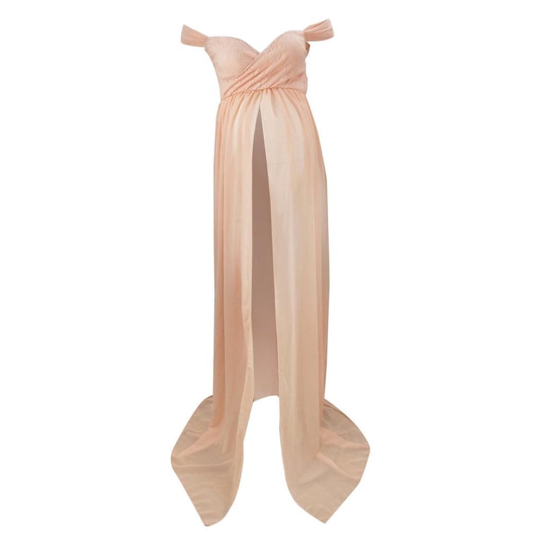 Maternity Off Shoulder Chiffon Gown Maxi Photography Dress Pink XL -  Walmart.com