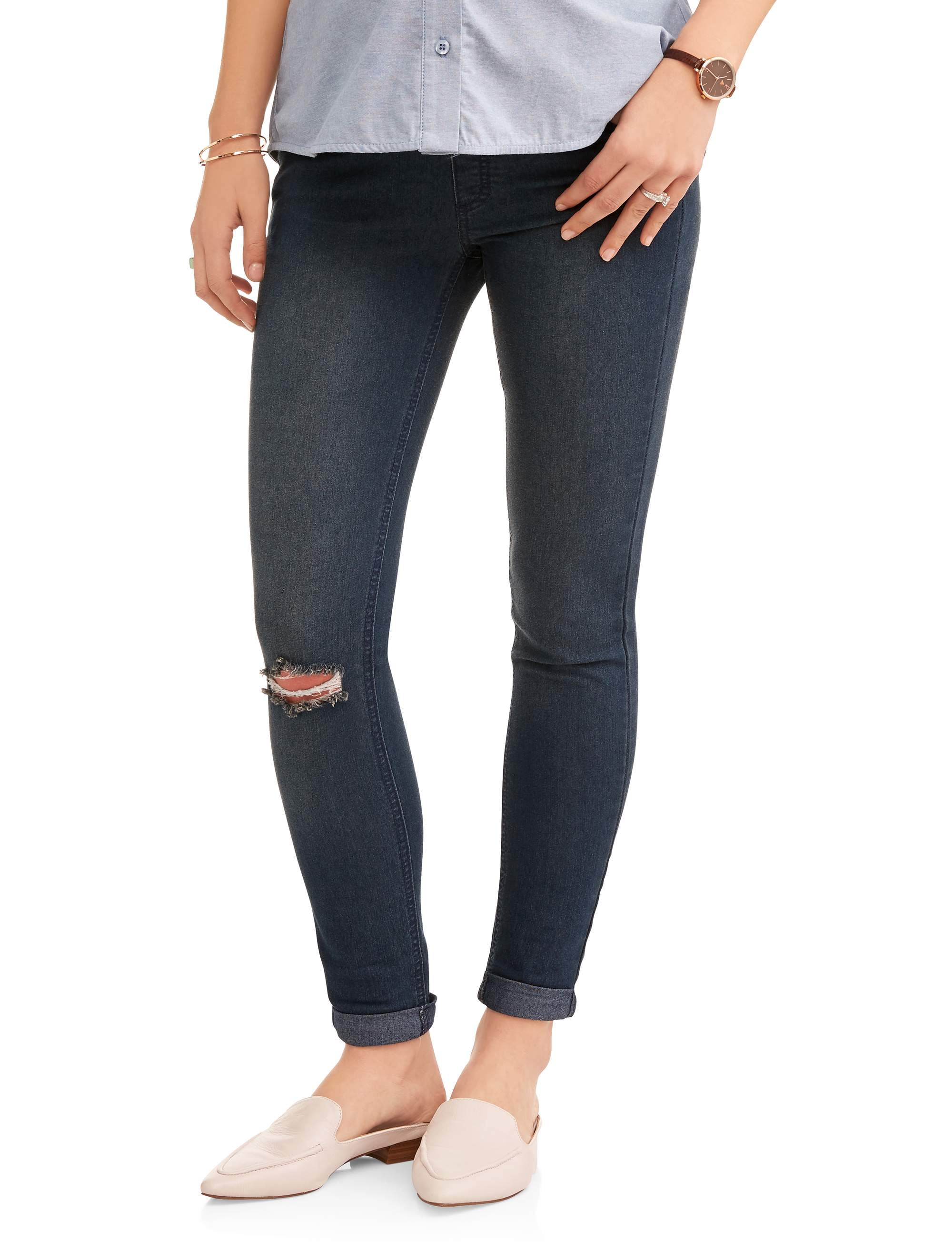 Maternity Oh! Mamma Skinny Jean with Full Panel and Distressing ...