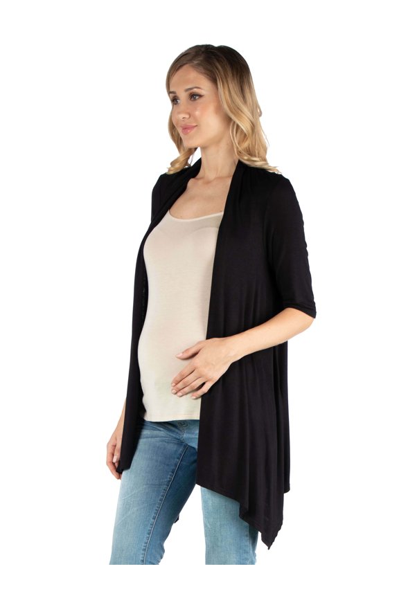 Maternity Open Front Elbow Sleeve Cardigan