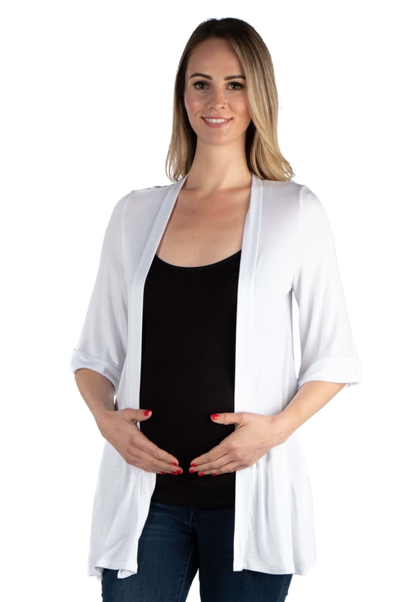 Maternity Open Front Elbow Sleeve Cardigan