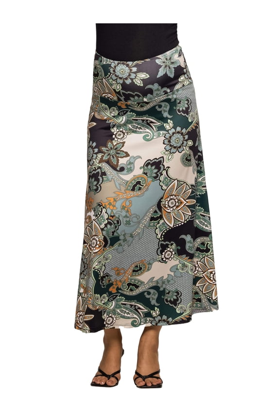 Maternity Paisley Elastic Waist A Line Maxi Skirt