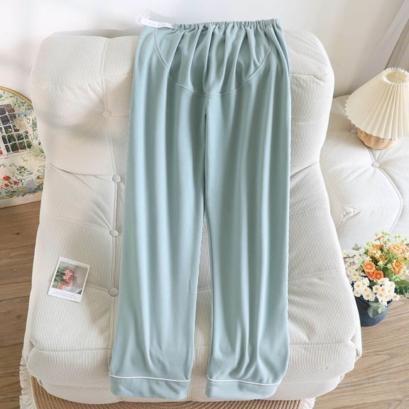 Maternity Pajama Pants Plush Fleece Adjustable Belly Elastic Waist Sleepwear Winter Thickned Thermal Cozy Pregnancy Fuzzy Lounge Pants