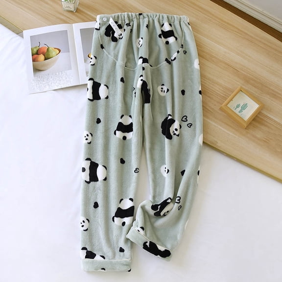 Maternity Pajama Pants Plush Fleece Adjustable Belly Elastic Waist Sleepwear Winter Thickned Thermal Cozy Pregnancy Fuzzy Lounge Pants