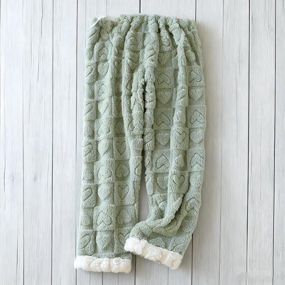 Maternity Pajama Pants Plush Fleece Adjustable Belly Elastic Waist Sleepwear Winter Thickned Thermal Cozy Pregnancy Fuzzy Lounge Pants