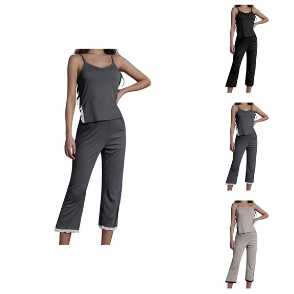 Maternity Pajama Sets – Nursing Friendly Lounge Sets for Women, Soft Cotton Sleepwear Pajama Women Summer Lace Lace Sexy Pants Two Piece Women's Home Wear