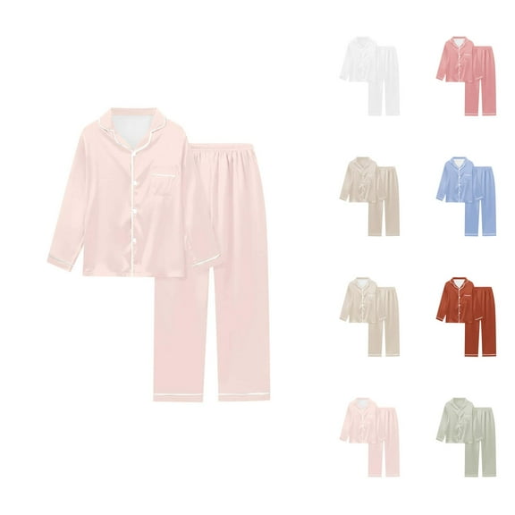 Maternity Pajama Sets – Nursing Pajama Lounge Sets for Women, Comfortable Cotton Sleepwear Women's Satin Solid Long Sleeve Pajama Set Comfort Loungewear