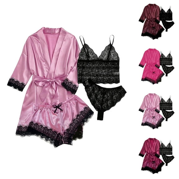 Maternity Pajamas – Comfy Loungewear for Summer Silk Pajamas For Women Set 4 Piece Satin Sleepwear Classic Button Down Short Sleeve Pj Set Cute Loungewear