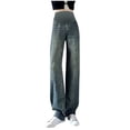 thumbnail image 1 of Lvshlubb Pregnancy Clothes Women Over The Belly Casual Wide Leg Maternity Jeans Loose Elastic Waist Denim Pants With Pocket Gray M, 1 of 3