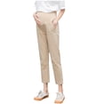 thumbnail image 1 of Maternity Pants Over The Belly Seamless Stretch Work Pants Dual Length Pregnancy Office Dress Pants with Pockets, 1 of 7