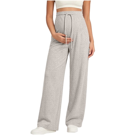 Maternity Pants for Women Wide Leg Pregnancy Lounge Trousers Drawstring Elastic Waist Comfortable Relaxed Fit Activewear for Casual Workout Yoga Everyday Wear