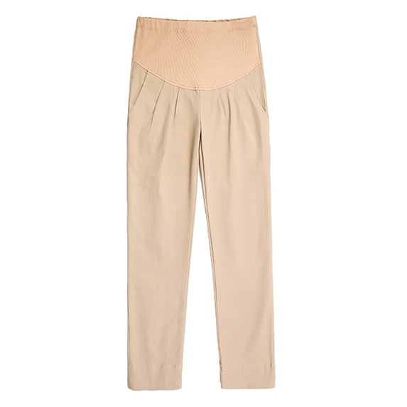 Maternity Pants Work Over The Belly Stretch Straight Leg Dress Pants Pregnancy Business Office Trousers with Pockets