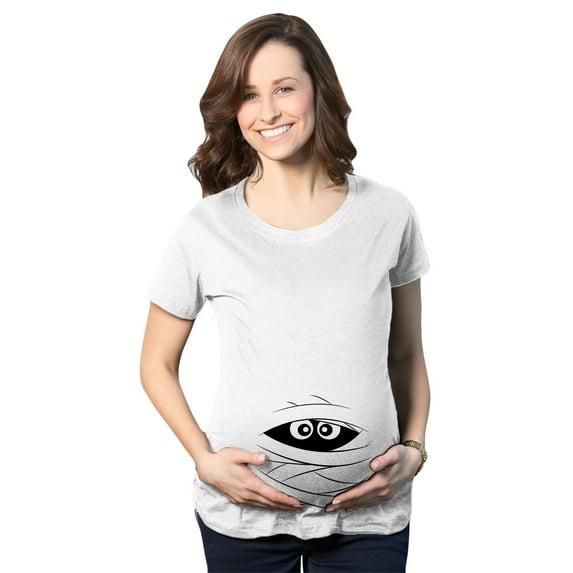 Maternity Peeking Mummy T Shirt Cute Funny Halloween Movie Pregnancy Tee