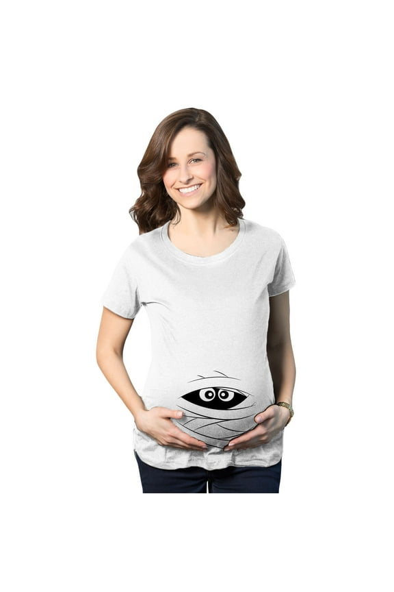Maternity Peeking Mummy T Shirt Cute Funny Halloween Movie Pregnancy Tee