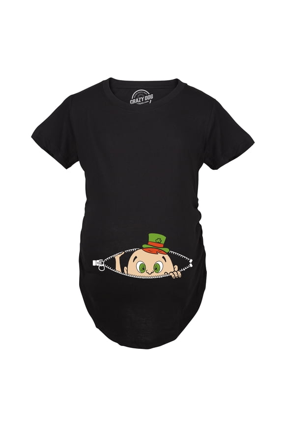 Maternity Peeking St Patricks Day Baby Funny T Shirt Saint Patty New Pregnancy