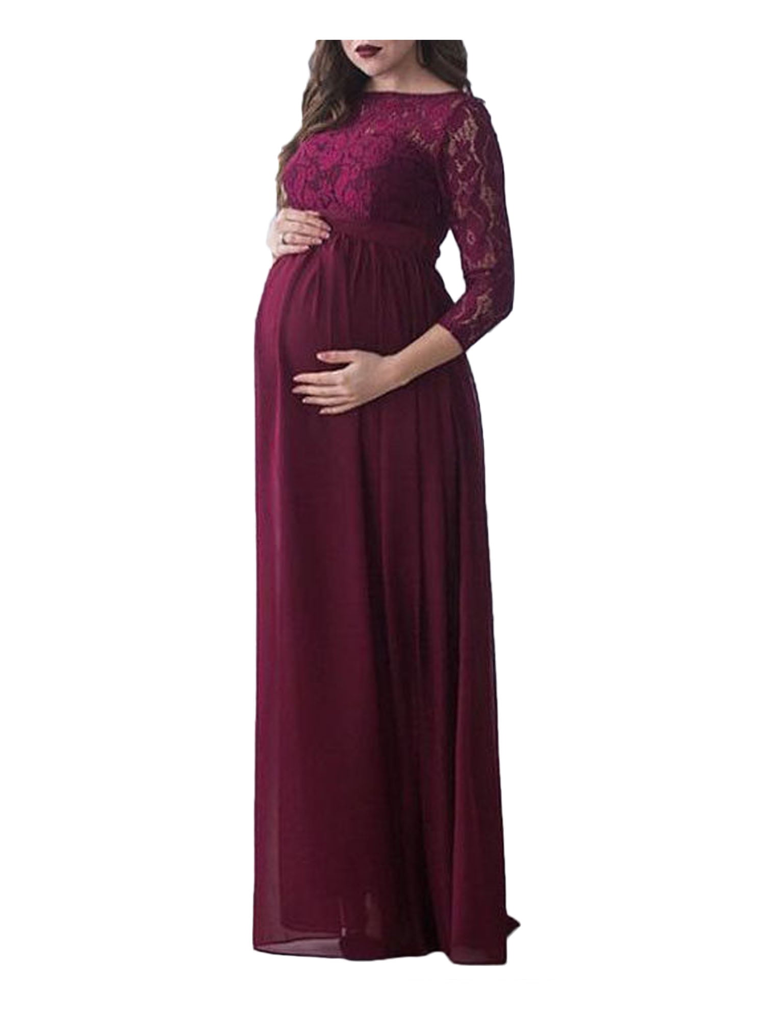  Women's Long Maternity Dress Lace Short Sleeve Photography  Pregnant Clothes (2XL, Coffee) : Clothing, Shoes & Jewelry