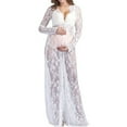 thumbnail image 1 of Maternity Photoshoot Dress - Front Open Lace Maxi Gown for Pregnancy, Floor Length Elegant Dress for Shower & Maternity ,Size for L, 1 of 8