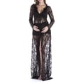 thumbnail image 1 of Maternity Photoshoot Dress - Front Open Lace Maxi Gown for Pregnancy, Floor Length Elegant Dress for Shower & Maternity ,Size for S, 1 of 8