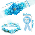 thumbnail image 1 of 2ooya Blue Maternity Sash Kit for Baby Shower,Corsage Flower Belt, Wreath & Headdress Set,4Piece, 1 of 6