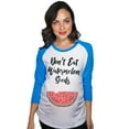 thumbnail image 1 of Maternity Raglan Don’t Eat Watermelon Seeds Funny Pregnancy Baseball Tee, 1 of 5