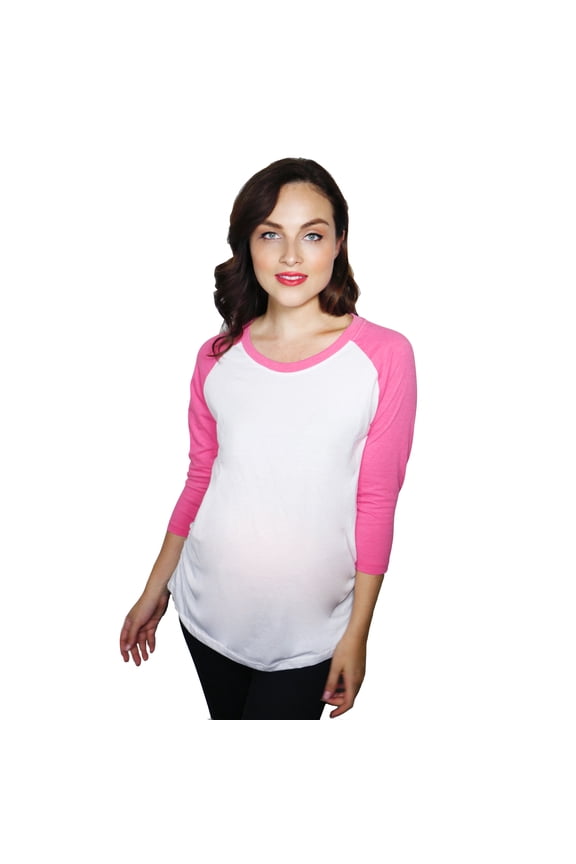 Maternity Raglan Shirt Comfortable 3/4 Long Sleeve Ruched Pregnancy Baseball Top