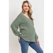 Maternity Ribbed V-Neck Long Sleeve Sweater Top