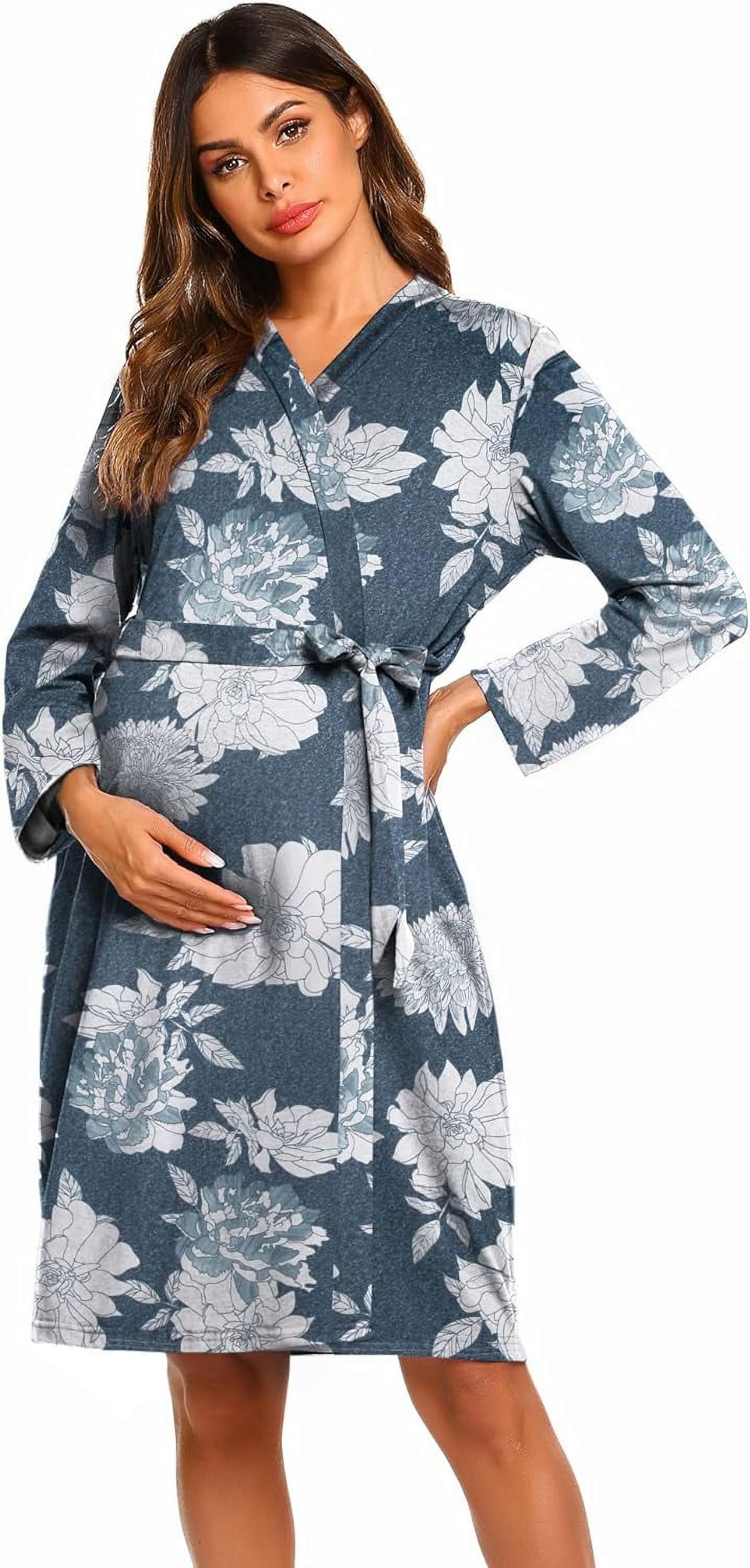 Maternity Robe Labor Delivery Nursing Gown Hospital Breastfeeding Dress