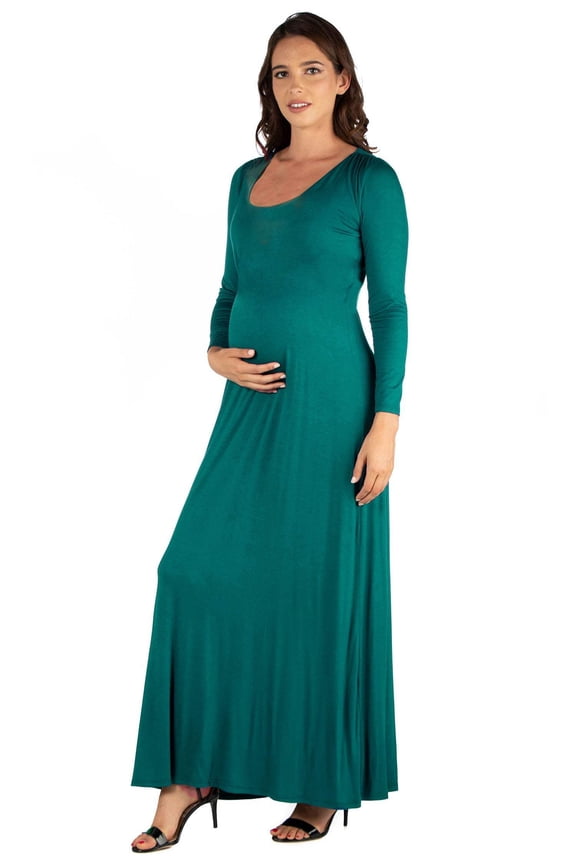 Maternity Scoop Neck Long Sleeve Maxi Dress