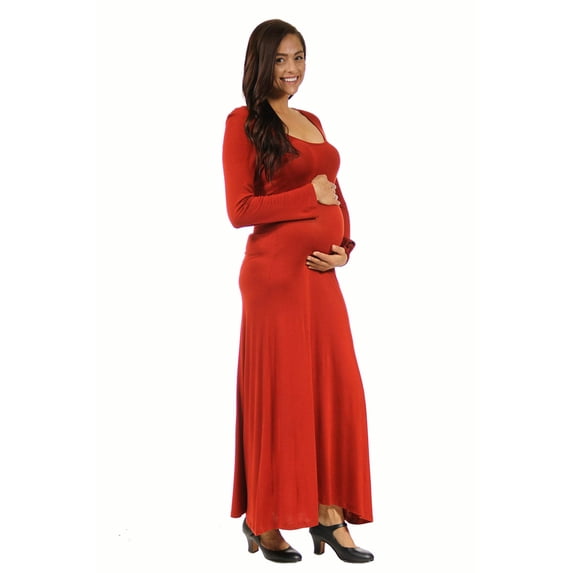 Maternity Scoop Neck Long Sleeve Maxi Dress