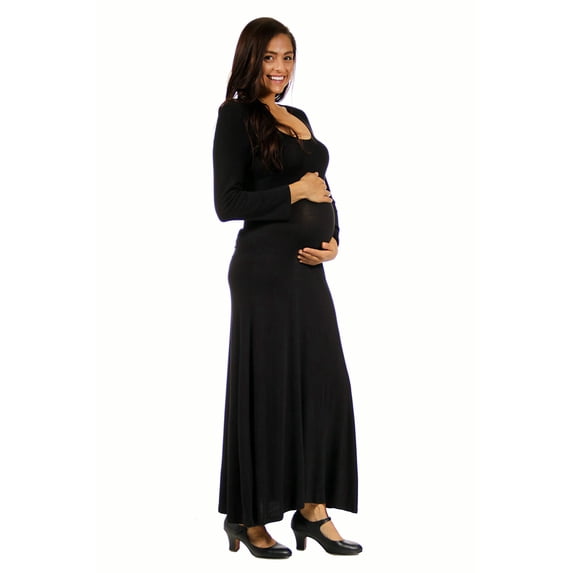 Maternity Scoop Neck Long Sleeve Maxi Dress