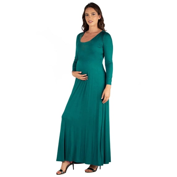 Maternity Scoop Neck Long Sleeve Maxi Dress