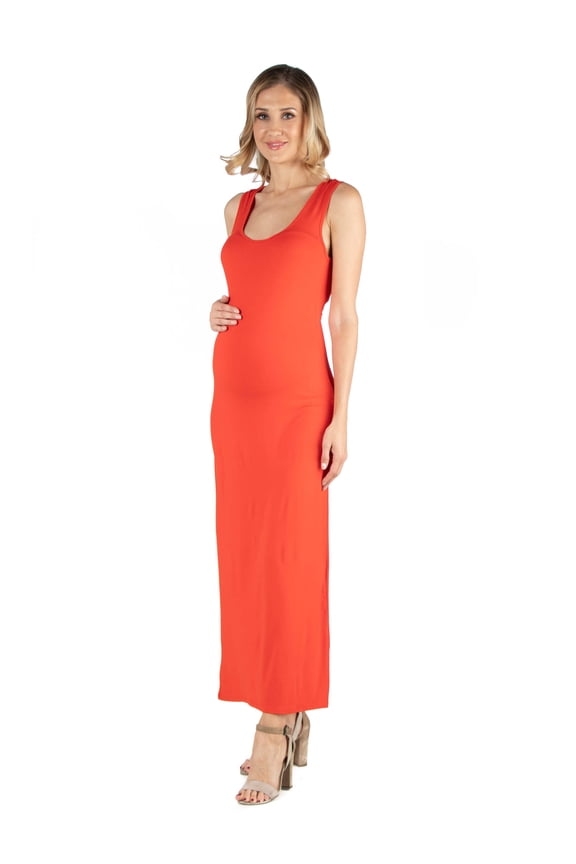 Maternity Scoop Neck Sleeveless Racerback Maxi Dress