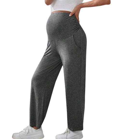 Maternity Scrub Pants Ultra-Soft Quick-Dry Comfort Stretchy Straight Leg Pants with Pockets Safe Joggers Pregnancy Sweatpants, Size M