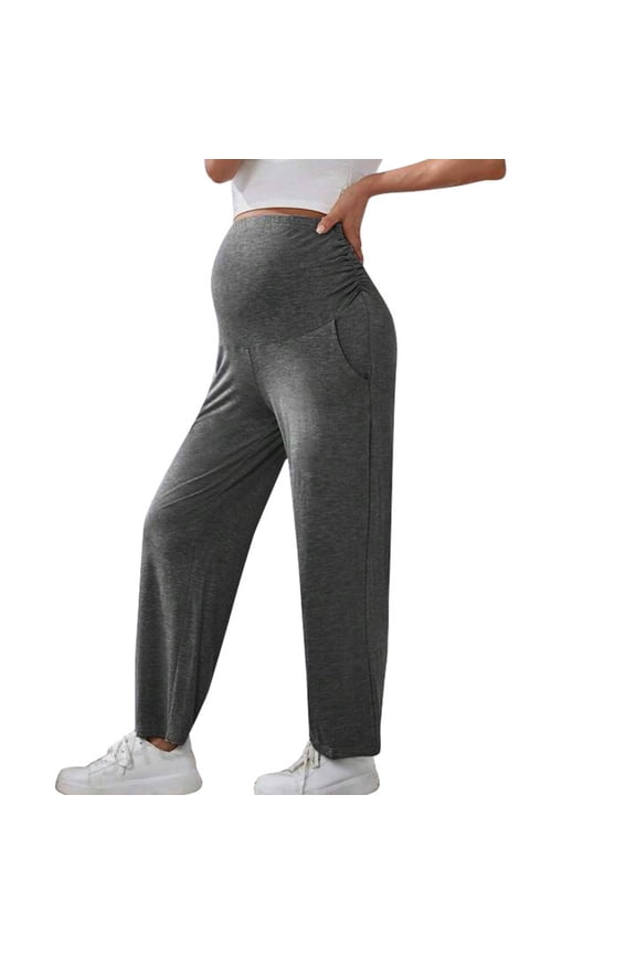 Maternity Scrub Pants Ultra-Soft Quick-Dry Comfort Stretchy Straight Leg Pants with Pockets Safe Joggers Pregnancy Sweatpants, Size M