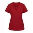 thumbnail image 1 of Maternity Scrub Top, Moisture-Wicking Sets Nursing Scrubs with Pockets Healthcare Uniform 4-Season V-Neck Top Breathable Medical Work Pants Women Nurse Appreciation Week Red L, 1 of 4