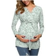 thumbnail image 1 of Maternity Shirts Long Sleeve Nursing Tops Pregnancy Clothes Ladies Fashion Flowers Leaf Print Long Sleeve Waistband Breastfeeding Clothe Top XL, 1 of 7