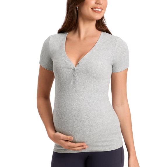 Maternity Shirts Short Sleeve Nursing & Pregancy Tops Summer Casual T-shirts Cotton Ribbed