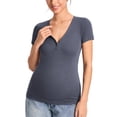 thumbnail image 1 of Maternity Shirts Short Sleeve Nursing & Pregancy Tops Summer Casual T-shirts Cotton Ribbed, 1 of 5