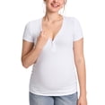 thumbnail image 1 of Maternity Shirts Short Sleeve Nursing & Pregancy Tops Summer Casual T-shirts Cotton Ribbed, 1 of 5