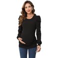 thumbnail image 1 of Maternity Shirts Women's Casual Tops Pregnancy Short Sleeve Striped Ruched Side Tunic Top, 1 of 5