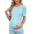 thumbnail image 1 of Maternity Shirts Women's Casual Tops Pregnancy Short Sleeve Striped Ruched Side Tunic Top, 1 of 5